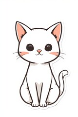 Obraz premium there is a white cat with black eyes sitting down