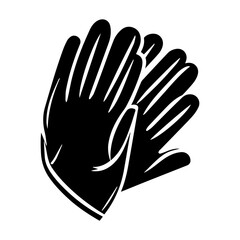 Obraz premium Pair of gloves in black and white vector illustration