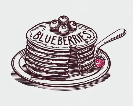 recommend clip art: Delicious Blueberry Pancakes Stack Served on Plate