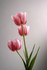 Fototapeta premium there are two pink flowers in a vase on a table