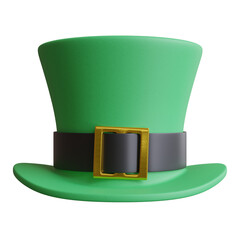 Saint Patrick Day leprechaun green hat isolated on white, transparent. St Patrick celebration