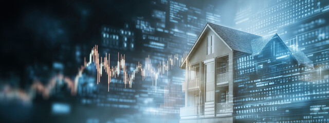 Obraz premium house and financial chart- rising cost of real estate concept