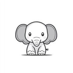 Fototapeta premium Cute cartoon elephant illustration, simple design, playful character, for kids' book or website, potential use in children's products