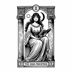Fototapeta premium The High Priestess Tarot Card Symbolism