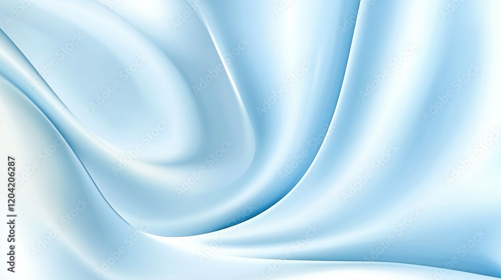 Poster smooth and flowing abstract pattern in soft blue hues, resembling gently waving fabric with a serene