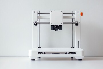 Modern 3D printer on a clean, minimalistic background for innovative design and creativity.
