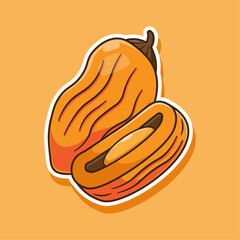 Cute cartoon dried dates fruits illustration vector with flat style design concept celebrates Ramadhan event