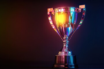 creative concept of karate tournament trophy glowing softly against dark gradient symbolizing achievement