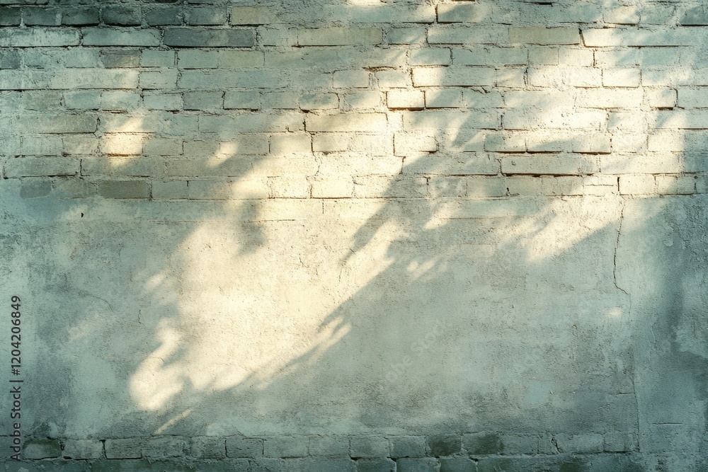 Poster light and shadow play on a textured brick wall, creating a visually appealing contrast.