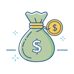 money bag icon, money bag vector illustration-simple illustration of money bag, perfect for money bag logos and icons