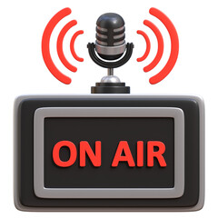 On Air Live Podcast 3D Icon. Perfect for apps, websites, and promotional materials.