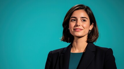 Engaging Female Speaker Captivating Audience with Confident Presence, Successful female presenter concept.