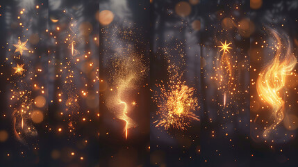 Golden Sparkles and Festive Lights Background