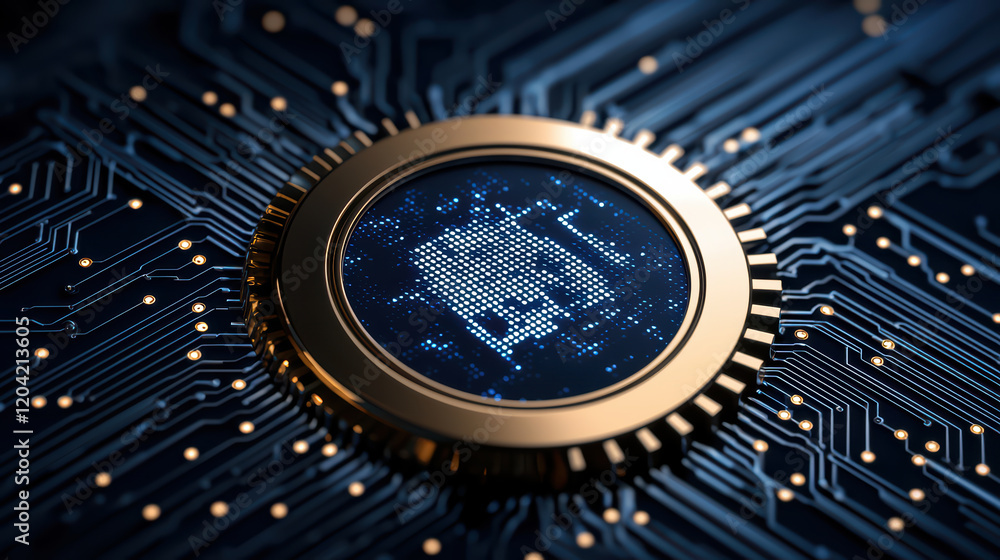 Poster high tech circuit board with central processing unit design