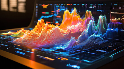 Abstract Data Visualization Landscape of Colorful Peaks and Valleys