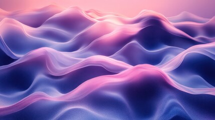 Obraz premium Abstract landscape of flowing waves in pastel colors, creating a serene atmosphere at dusk