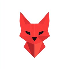 Geometric red fox head, logo design, simple, digital art