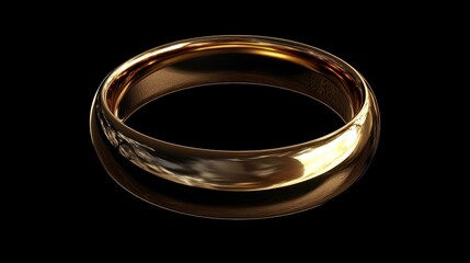 Golden Ring Floating in Air Against Black Background for Elegant Imagery