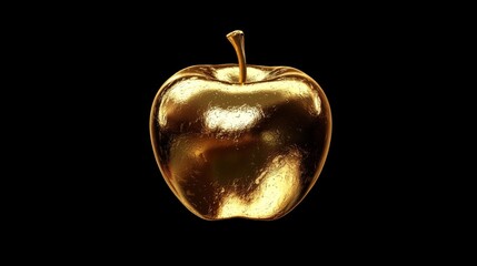 Fototapeta premium Floating Golden Apple Against Black Background with Luminous Glow
