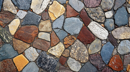 Obraz premium A Colorful Cobblestone Pavement Texture Background Image