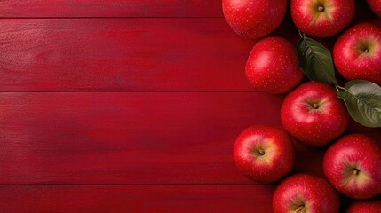 Red apples on dark wood, autumn harvest, copy space, food photography, recipe blog