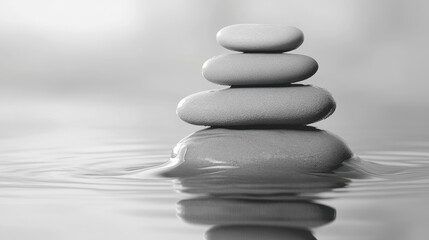 Obraz premium Serene Stacked Stones Floating Gently on Calm Water