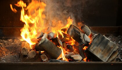 불로 인해 녹아내리는 금속과 타고 있는 나무 조각들