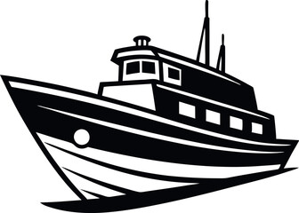 Obraz premium silhouette of a ship, ship in the sea, Boat silhouette vector design