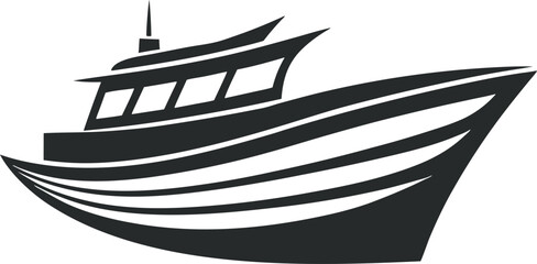 silhouette of a ship, ship in the sea, Boat silhouette vector design