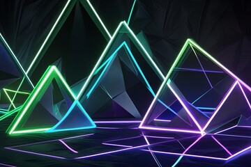neon light abstract background with triangles