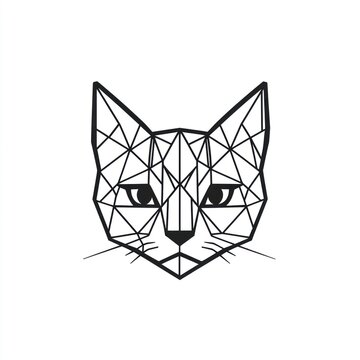 Geometric cat head design, minimalist art, use for wall art