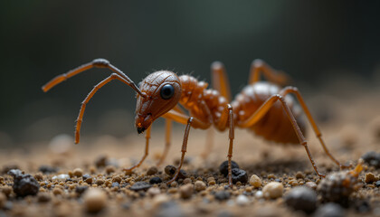 Detailed Close-Up Shot of an isolated Ant Showcasing Intricate Features