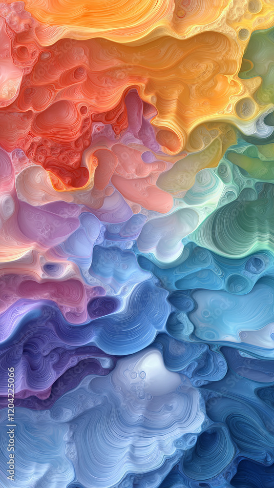 Poster vibrant abstract swirls of color in fluid design
