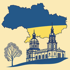 Fototapeta premium Ukraine Flag: Simple horizontal design with a blue top half and yellow bottom half. 