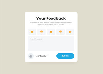 Client Feedback Form Design with Star Rating for Website Popup Card