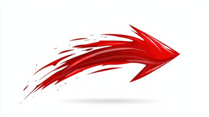 Dynamic Red Curved Arrow Design for Movement and Directional Use