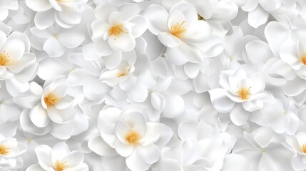 Mini white gardenias on a white background, intricate seamless pattern, elegant floral design, ideal for textiles and wallpapers
