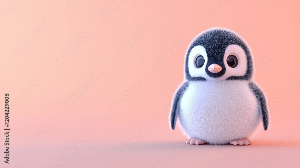Aufkleber cute minimalistic penguin character with simple face and soft textures