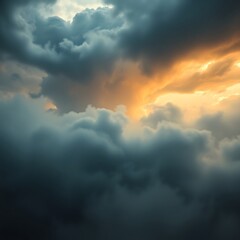 Obraz premium Dramatic sunset through dark clouds.