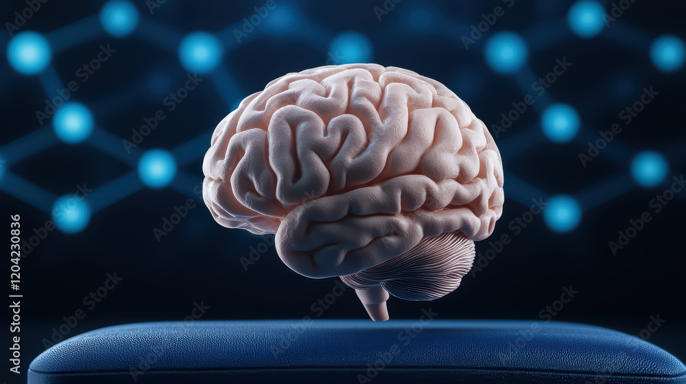Poster detailed brain model representing neural connections and learning