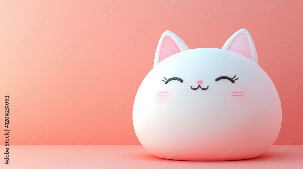 Aufkleber cute minimalistic cat face with simple expressions on soft background