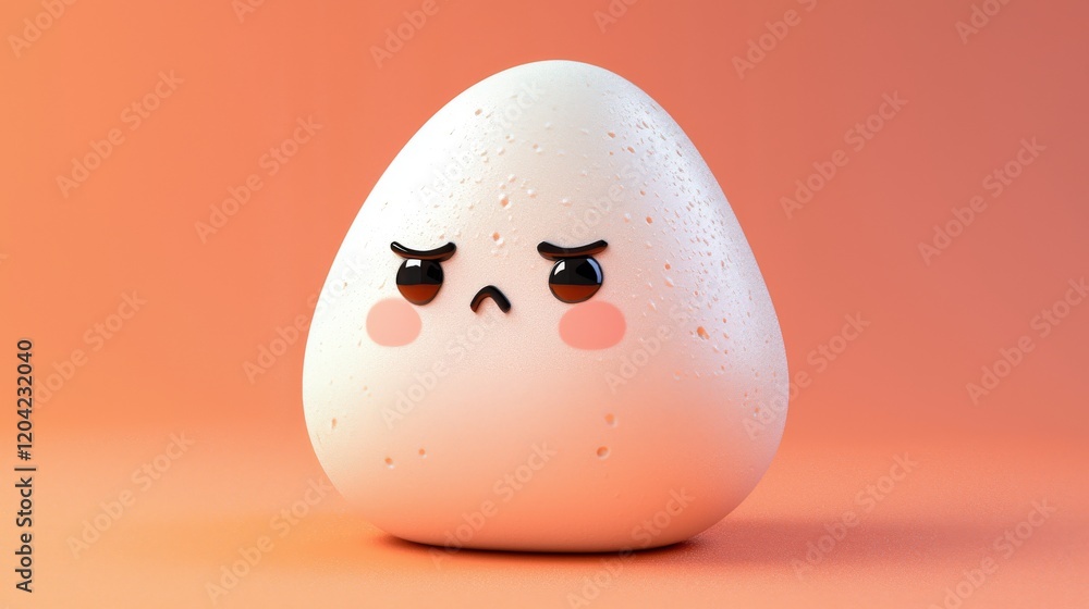 Poster cute minimalistic avocado character with a simple face design