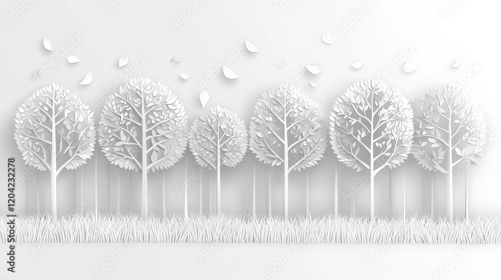 Aufkleber simple paper cutout of trees arranged in circular design for background use