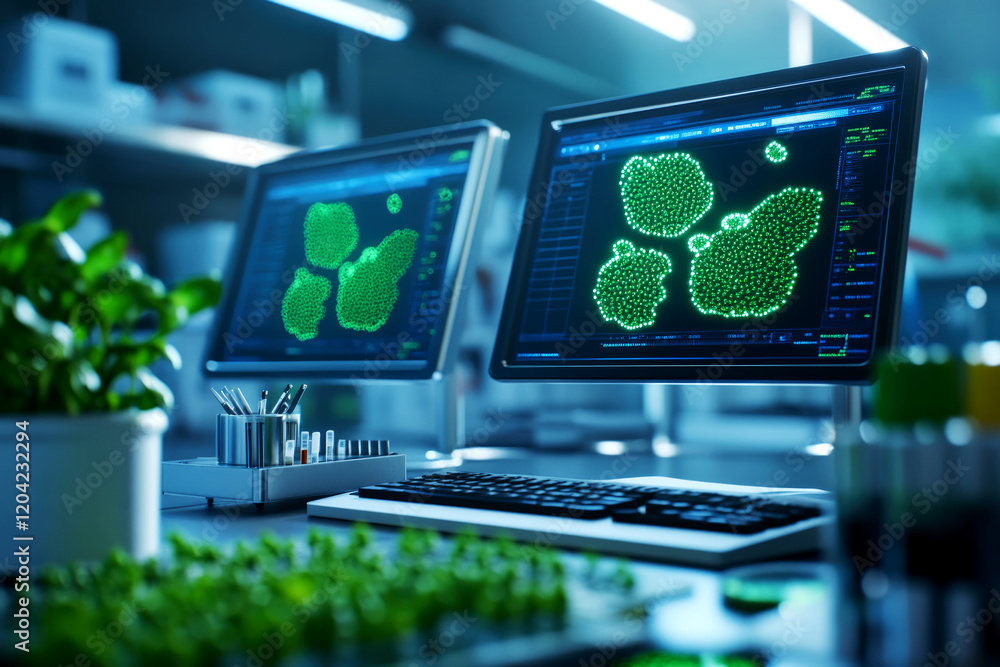 Poster innovative research on microbial growth patterns using advanced imaging technology laboratory enviro