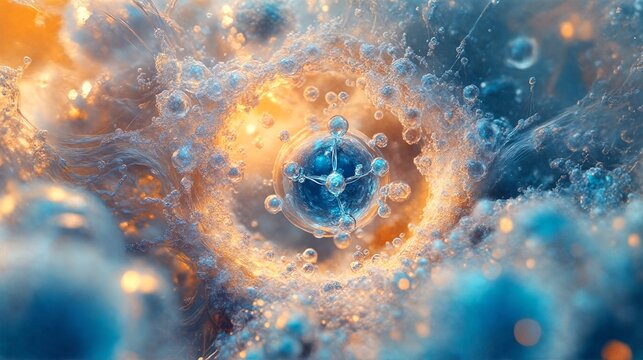An abstract depiction of atomic structures and their interactions.