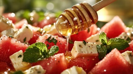 Honey Drizzled Watermelon Feta Salad.