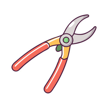red handled garden shears isolated clip art preview