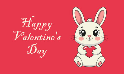 Happy Valentine's day. Bunny with a heart.
