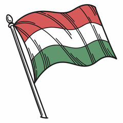 Hungary Flag: Horizontal red, white, and green stripes with a clean design.
