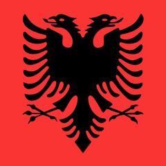 Obraz premium Albania Flag: Vector design with a black double-headed eagle on a red background. 